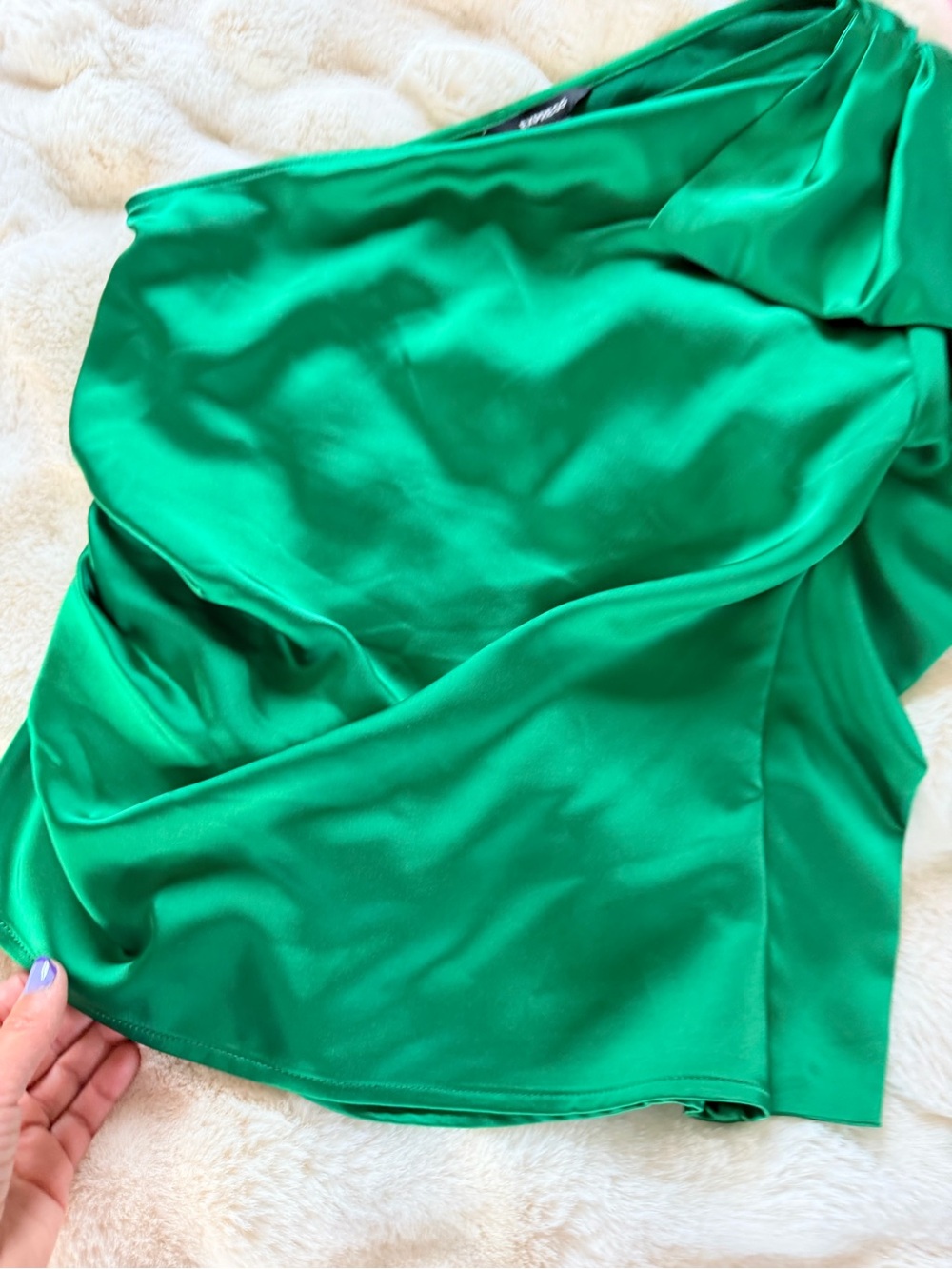 Express Vibrant Emerald Satin top